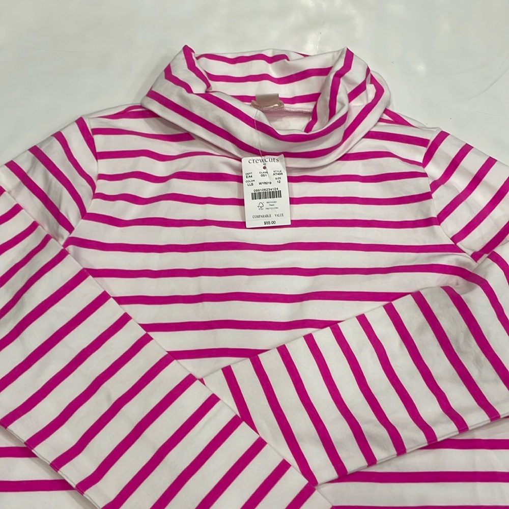 Kids (girls) Turtleneck pink and white te striped dress (brand new with tags)